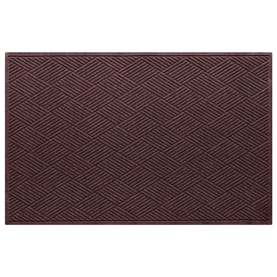 A Diamonds WaterHog 4x6 all-weather door mat with a deep wine red crisscrossing linear design.