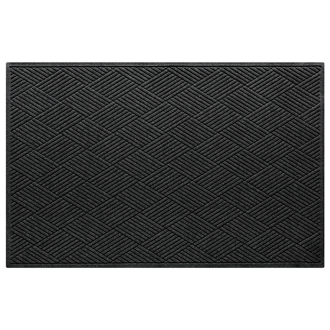 A Diamonds WaterHog XL indoor/outdoor door mat with a deep grey surface and crisscrossing linear pattern.