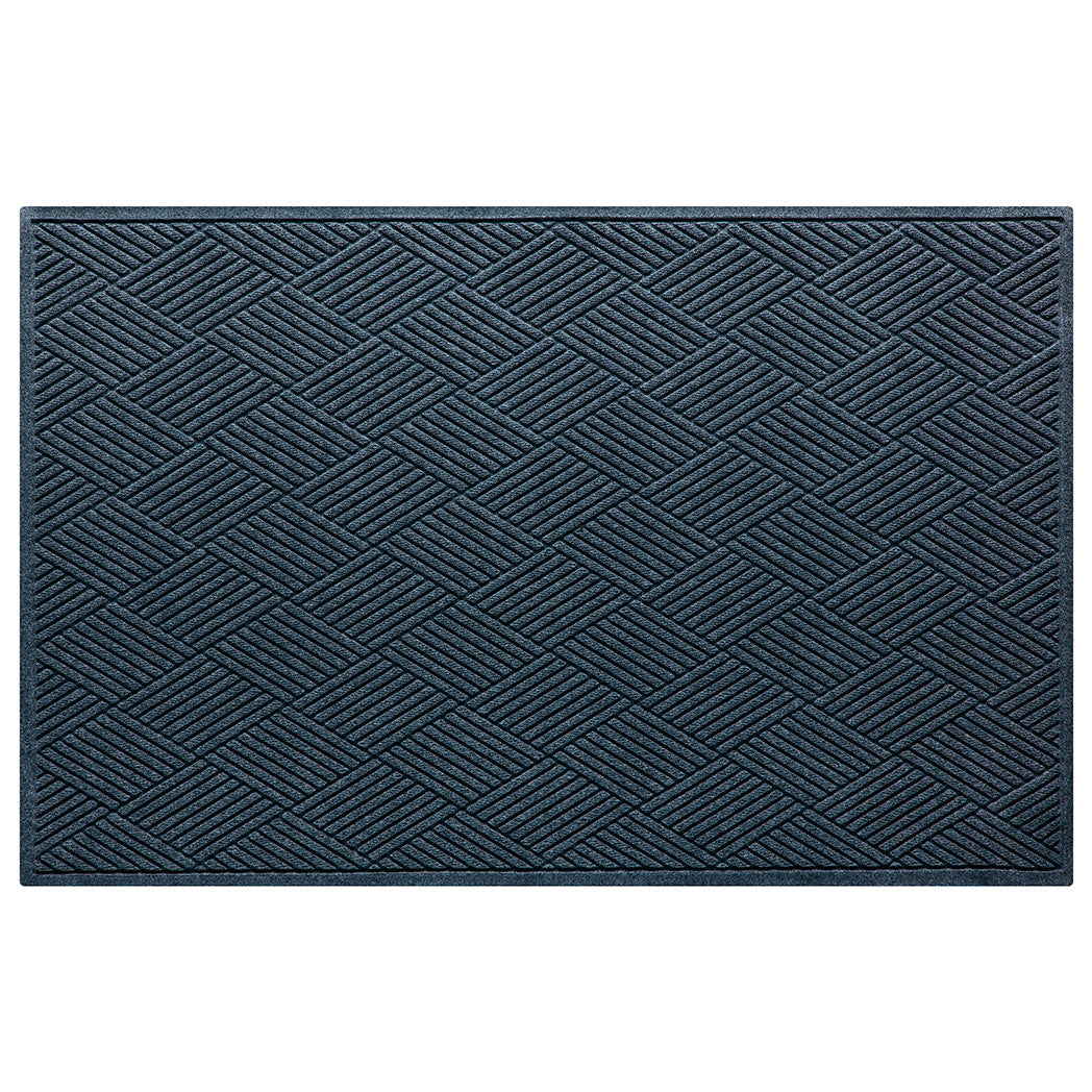 Quality WaterHog 4x6 quality door mat with a relaxed blue repeating squares design; an American-made mat.