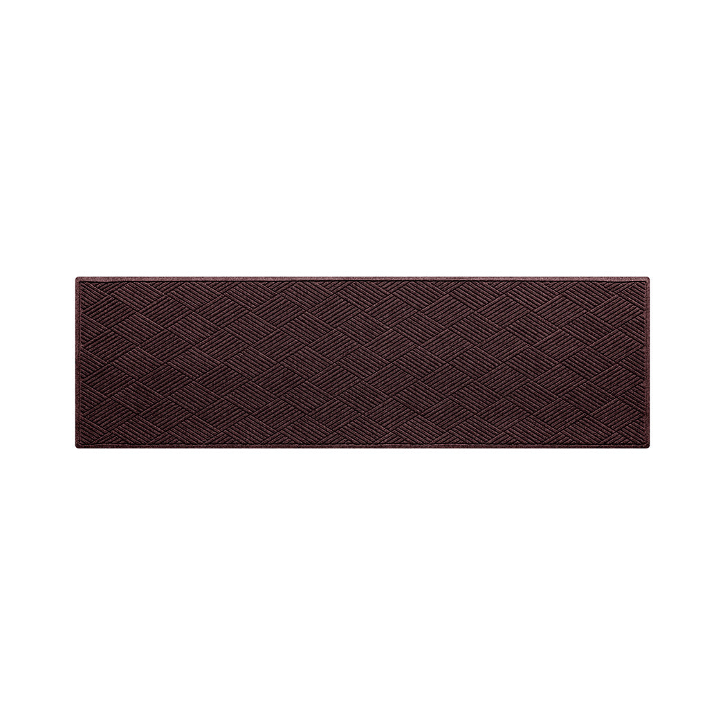Wine colored, stain-resistant WaterHog runner doormat with bi-level surface and diamond background