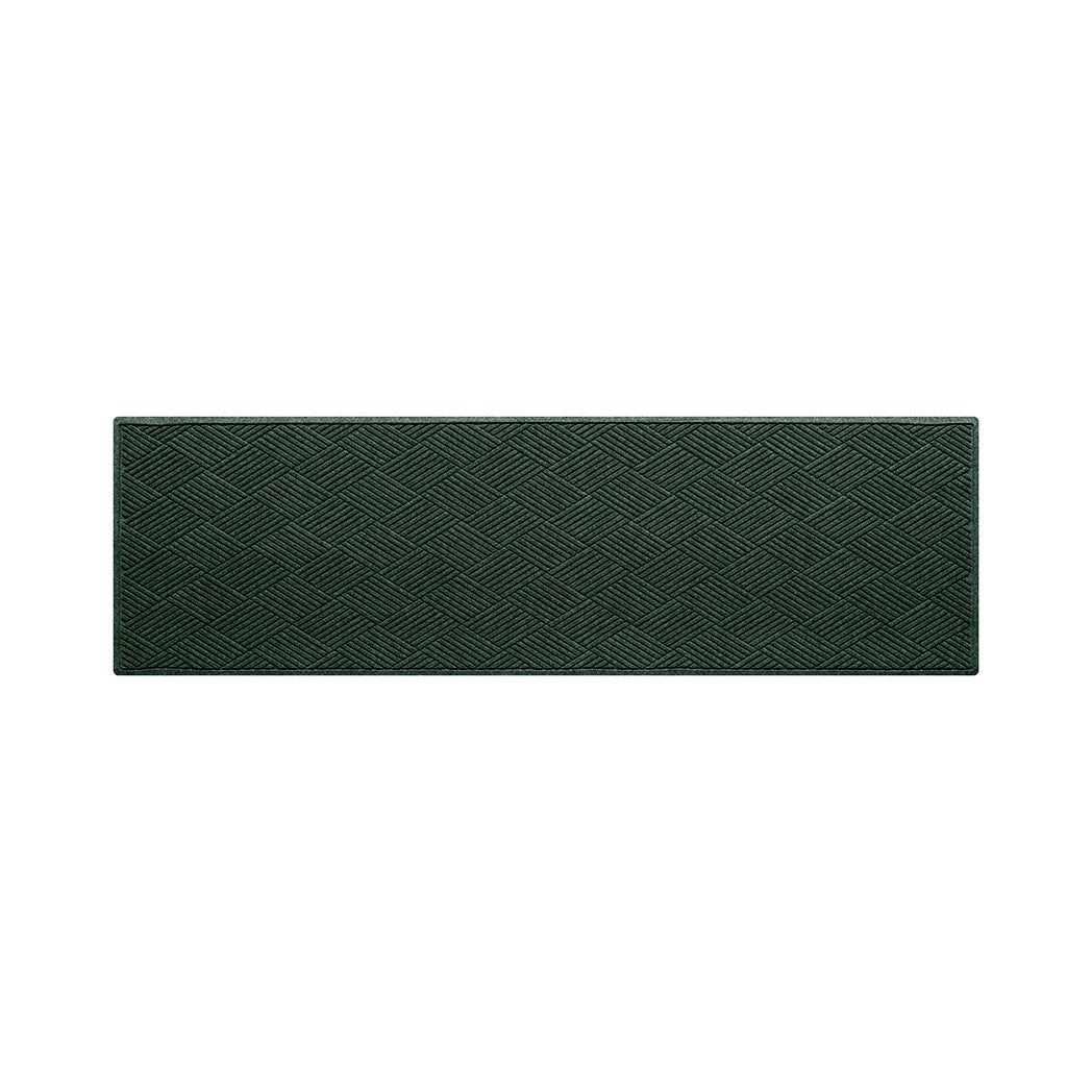 All-weather, eco-friendly runner doormat in evergreen with bi-level surface on white background