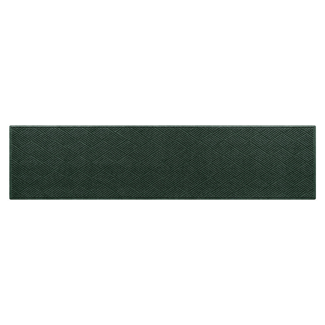 3x12 deep green diamond pattern runner mat on a white background