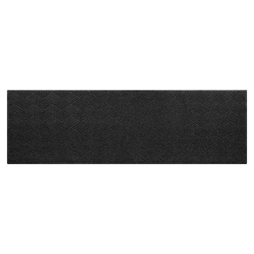 4x12 dark grey, charcoal, diamond pattern runner mat on a white background