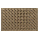Overhead of a medium Dog Bones WaterHog indoor/outdoor doormat with a light tan color and surface and durable rubber backing.