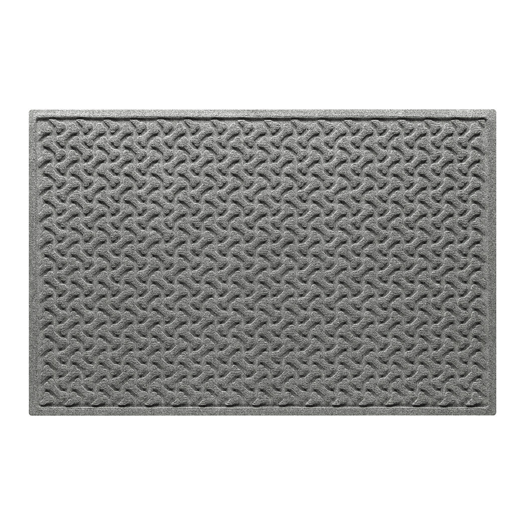 WaterHog 3x5 indoor/outdoor doormat in a light grey surface and repeating pet bones pattern.