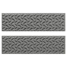 Overhead of a WaterHog indoor/outdoor rugged stair treads in a light grey, stain-resistant surface.