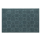 Overhead of a 2x3 WaterHog doormat with alternating square and paw print pattern with a light blue/grey surface.