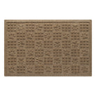 Overhead of a 2x3 light tan bi-level WaterHog doormat with alternating squares and paw print pattern.