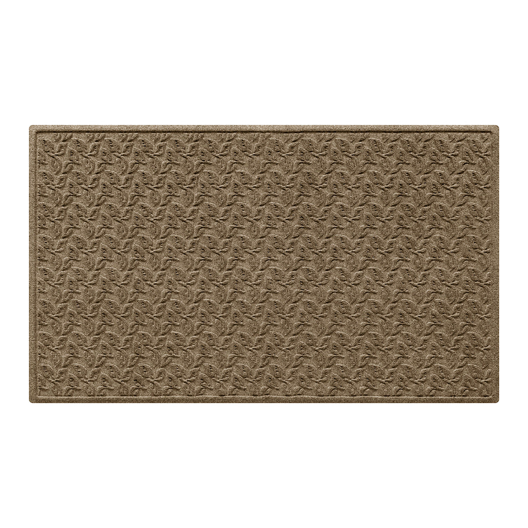 Large WaterHog doormat with a leafy bi-level pattern for scraping on a white background
