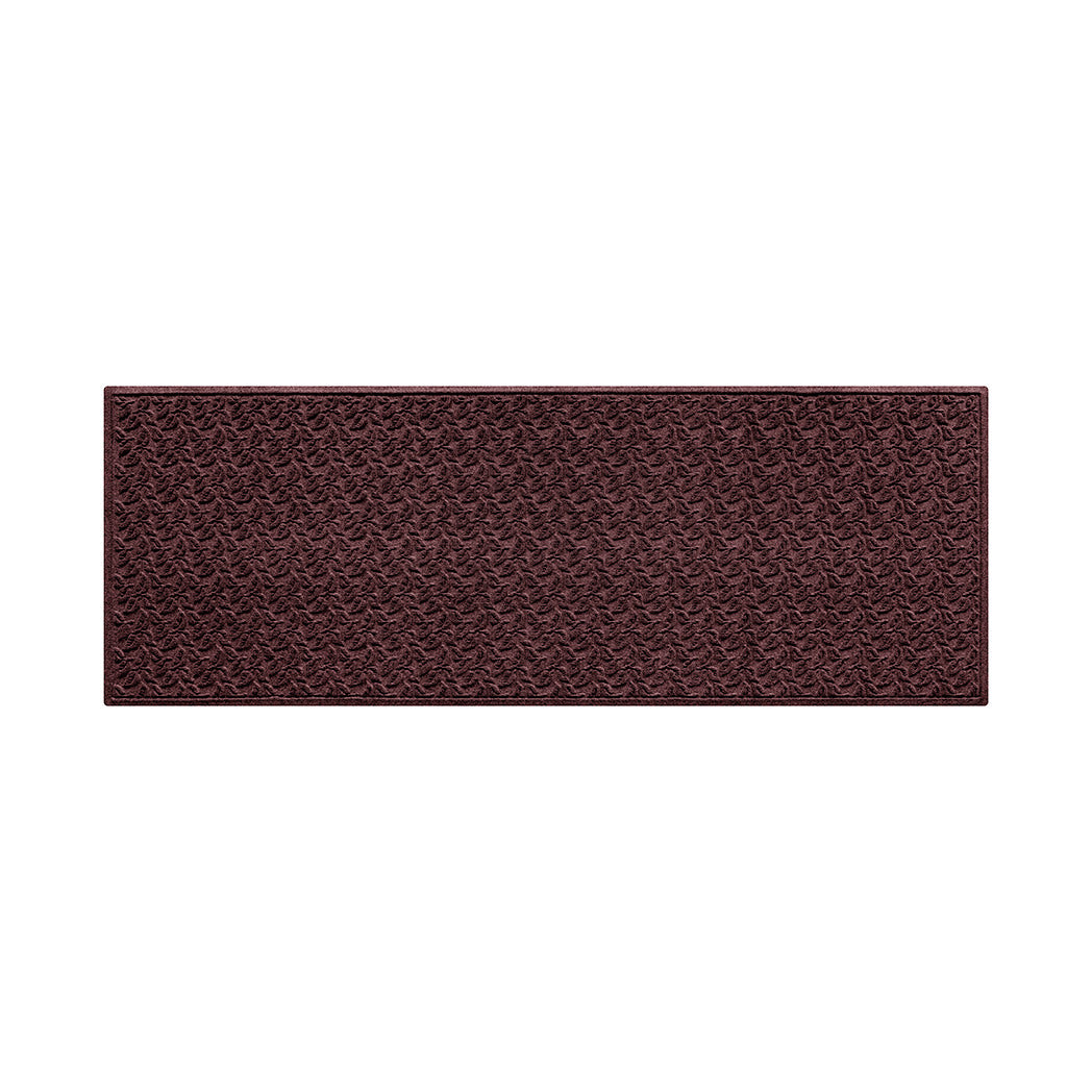 3x8 wine dogwood leaf pattern runner mat on a white background