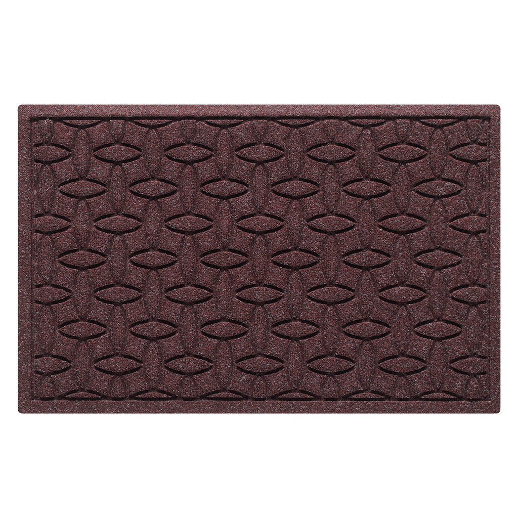 An Ellipse WaterHog 2x3 outdoor all-weather door mat with a deep wine red color and interlocking elliptical design.