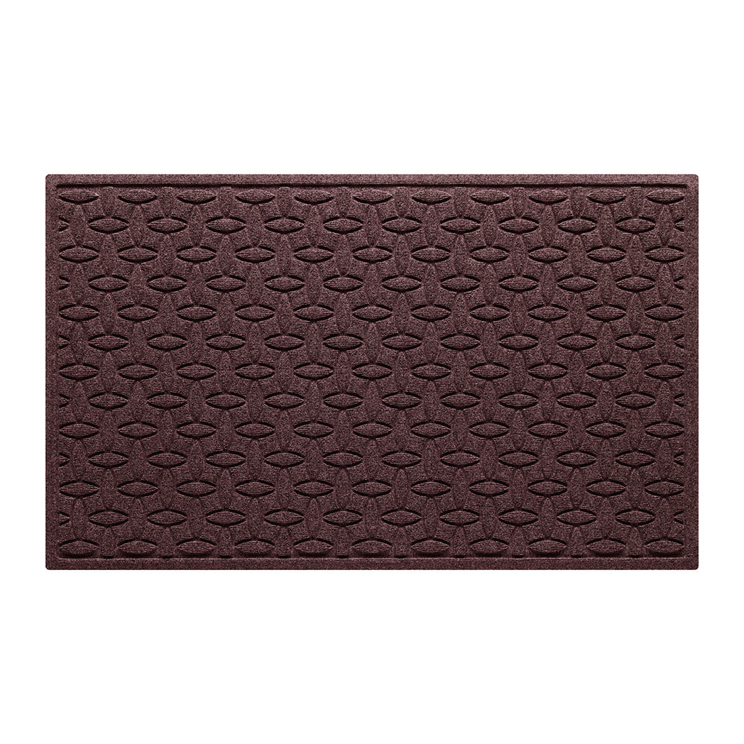 An Ellipse WaterHog 3x5 all-weather door mat with a deep wine red interlocking elliptical design.