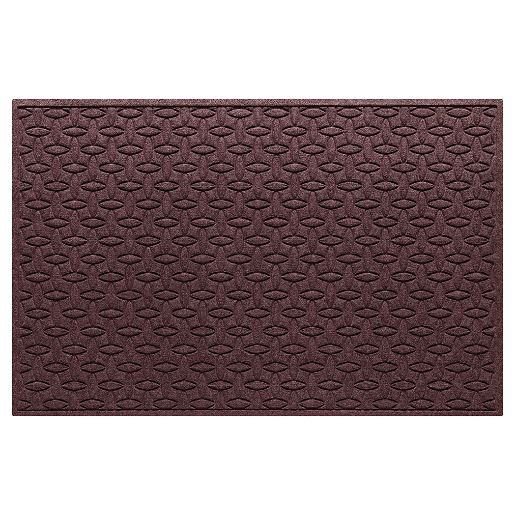 An Ellipse WaterHog 4x6 all-weather door mat with a deep wine red interlocking elliptical design.