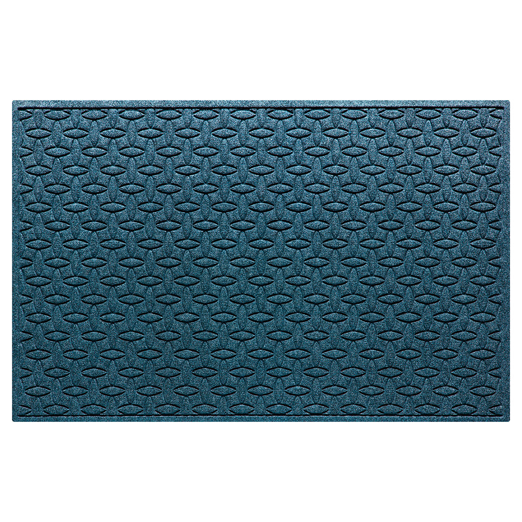 Quality WaterHog 4x6 outdoor door mat with a relaxed blue interlocking elliptical fade-resistant, rugged surface.