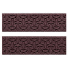 Two WaterHog Ellipse water-resistant stair treads with a deep wine red interlocking elliptical bi-level design.