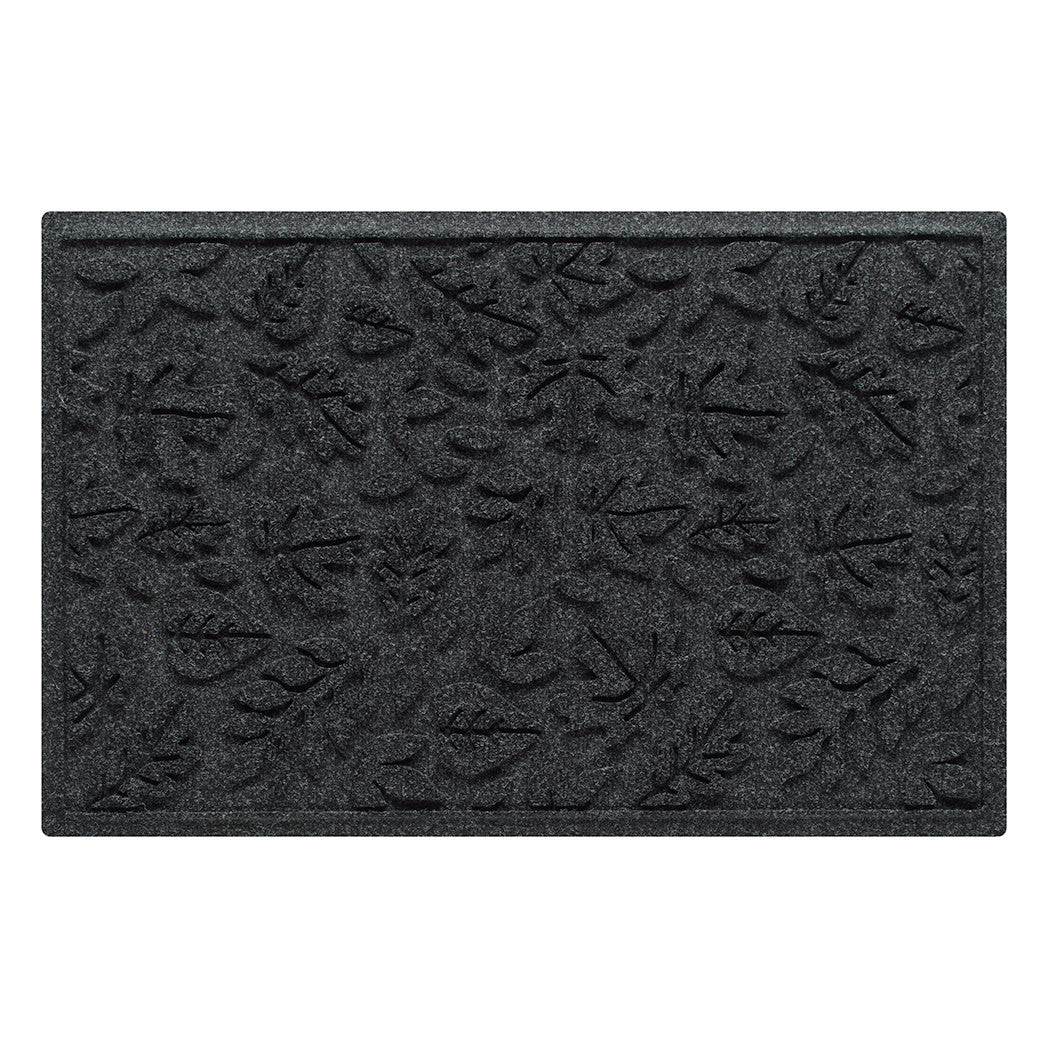 WaterHog 2x3 indoor/outdoor premium door mat with a deep grey, fallen leaves design; an American-made mat.