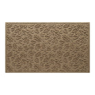 Overhead of a large WaterHog indoor/outdoor doormat in a light tan, fallen leaves design; an American-made mat.
