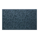Overhead of a large Fall Day outdoor door mat with a relaxed blue fallen leaves pattern.