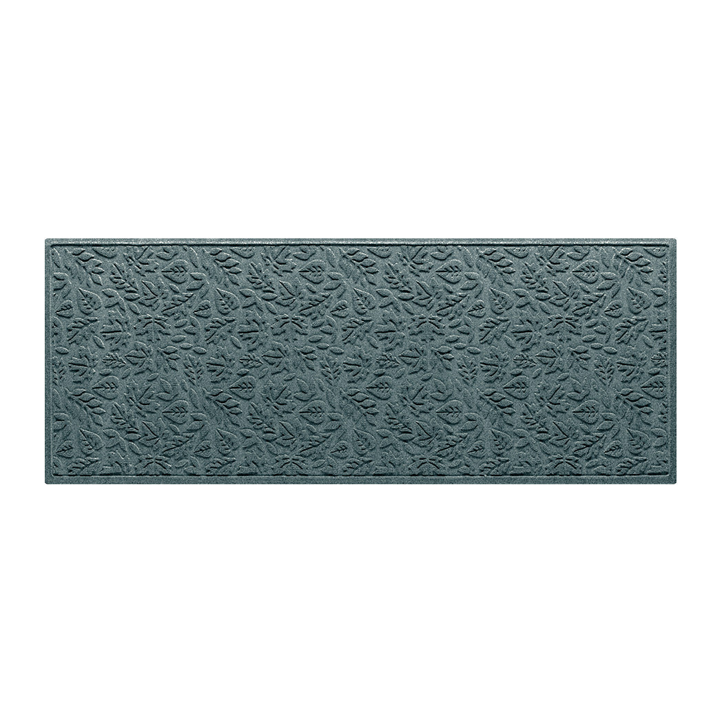 WaterHog large doormat runner shown in light blue green with a textured leaf pattern on a white background.