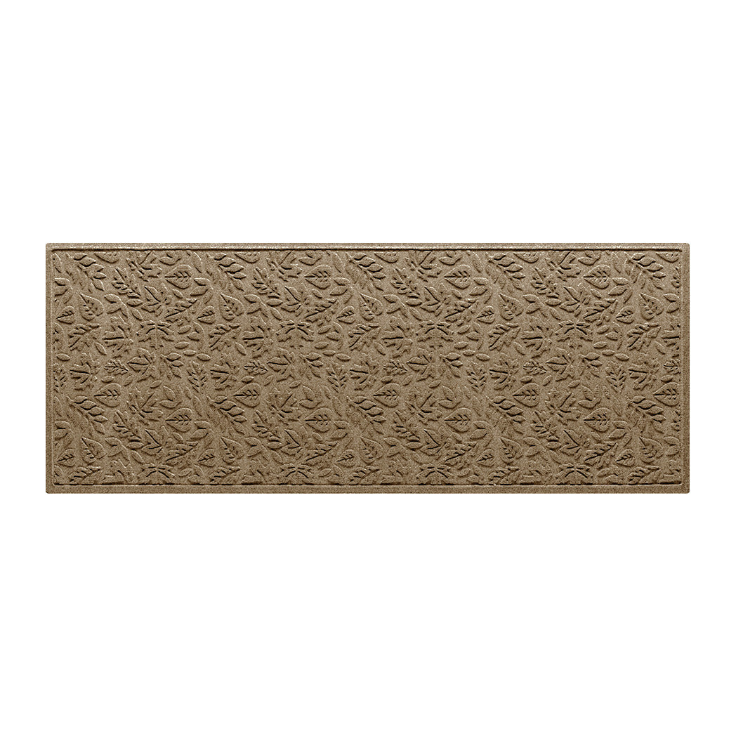 WaterHog large doormat runner shown in light brown with a textured leaf pattern on a white background.