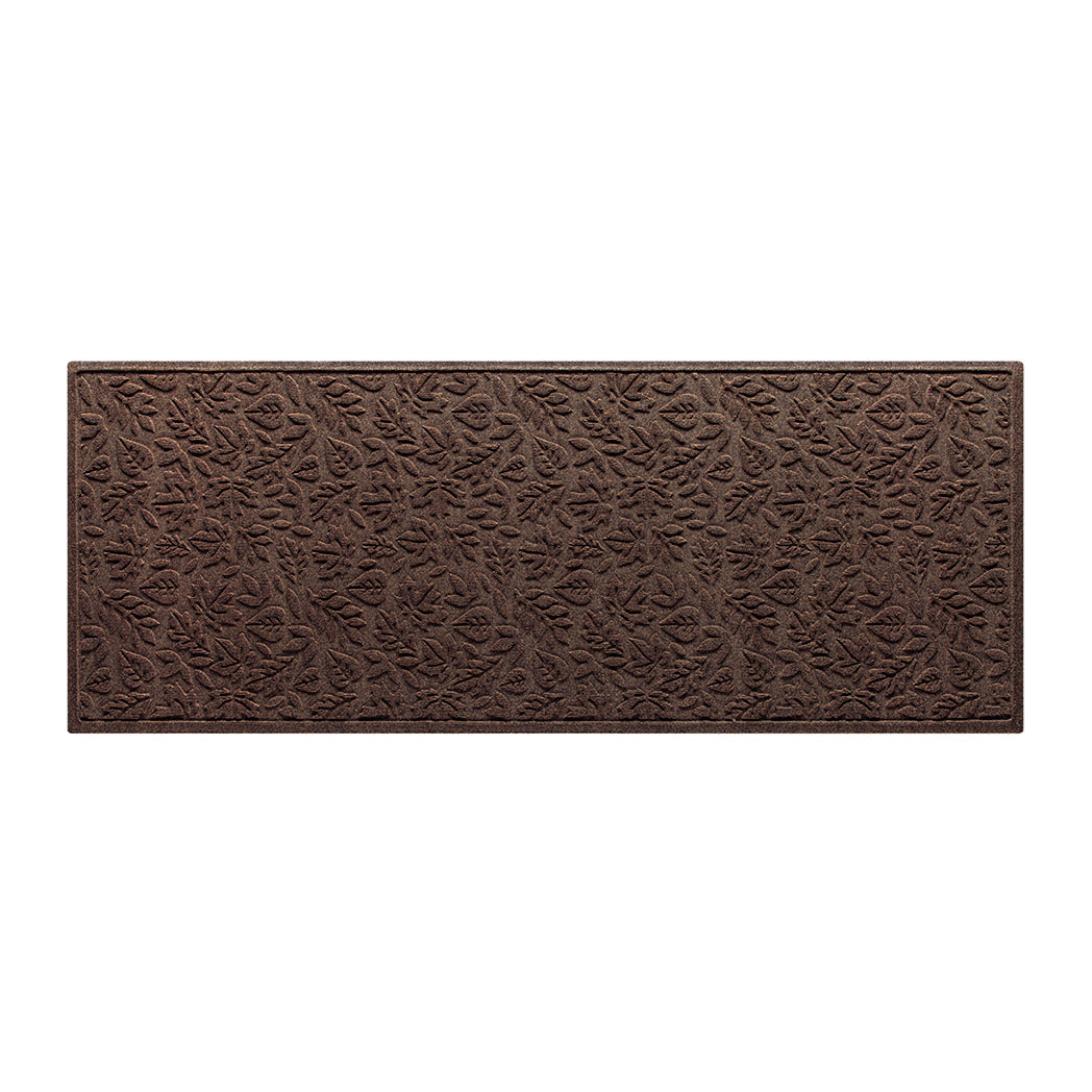 WaterHog large doormat runner shown in brown with a textured leaf pattern on a white background.
