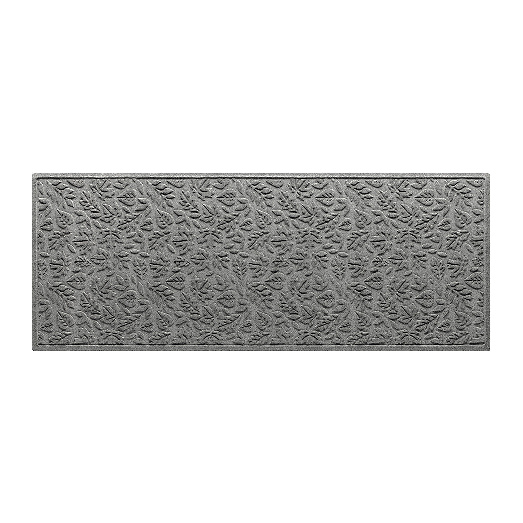 WaterHog large doormat runner shown in grey with a textured leaf pattern on a white background.