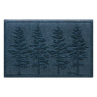 A medium, 2x3, WaterHog front doormat in a dark blue color with a fir tree design.