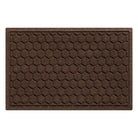 A WaterHog Honeycomb indoor/outdoor doormat in dark brown, featuring a hexagonal pattern displayed on a white background.