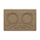 Overhead of a large WaterHog Kitty Face bowl mat with a light tan color and uniform grid, bi-level design.