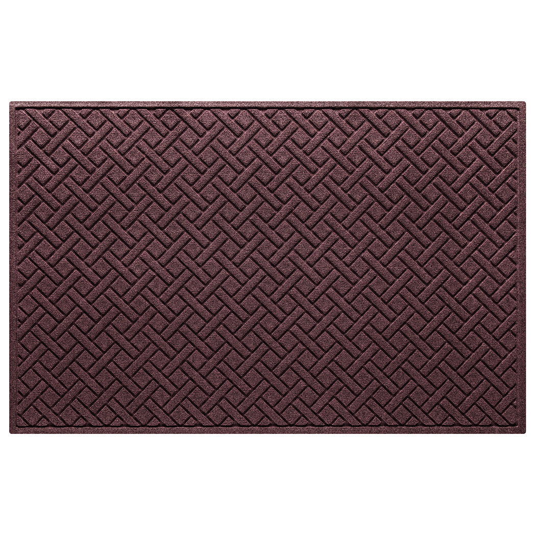 A Lattice WaterHog 4x6 all-weather door mat with a deep wine red eco-friendly surface.