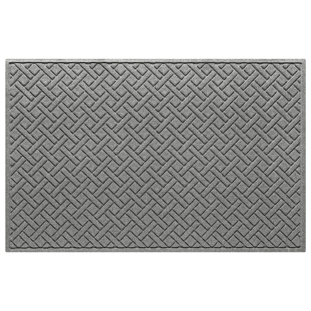 WaterHog 4x6 indoor/outdoor luxury doormat in a light grey surface, and durable rubber backing.