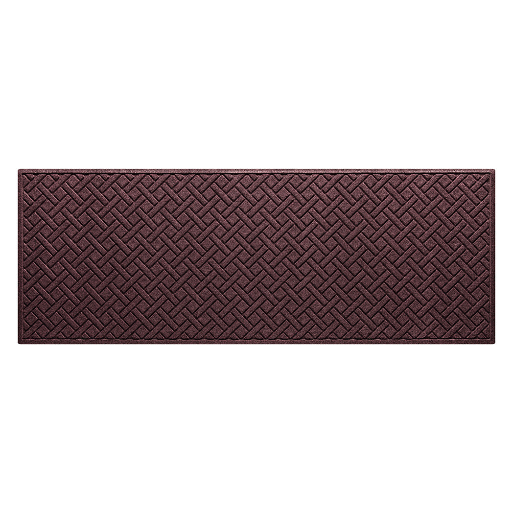 A Lattice WaterHog 3x8 outdoor all-weather runner with a deep wine red eco-friendly surface.