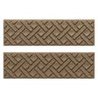 Pair of WaterHog Lattice indoor/outdoor stair treads in a light tan surface, and durable rubber backing.