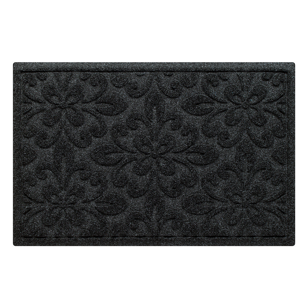 WaterHog Phoenix 2x3 indoor/outdoor doormat in dark grey, featuring a quad pedal floral design, displayed on a white background.