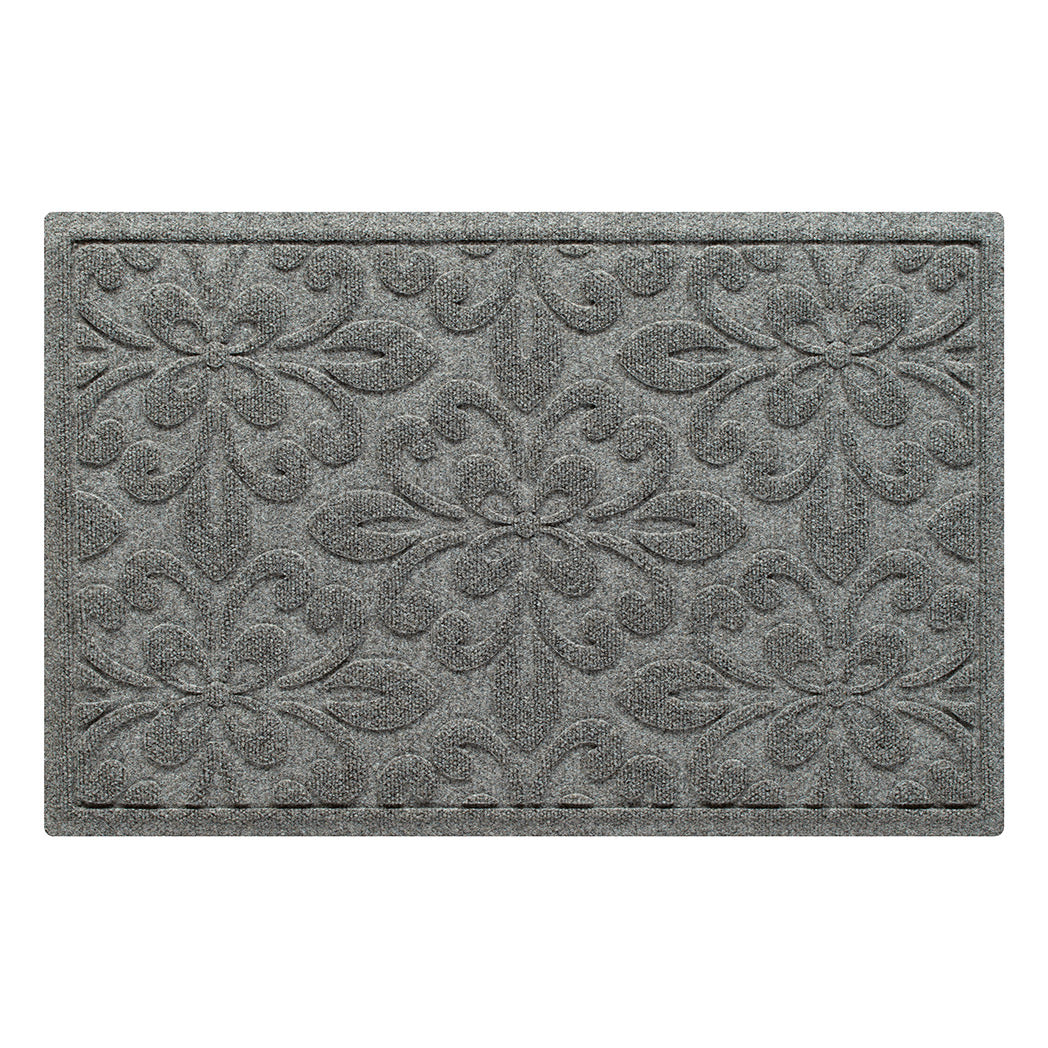 WaterHog Phoenix 2x3 indoor/outdoor doormat in light grey, featuring a quad pedal floral design, displayed on a white background.