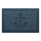 WaterHog Ship's Anchor all-weather doormat in navy blue, featuring a raised anchor design in the center with a decorative rope like border, displayed on a white background.