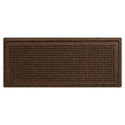 Overhead of a WaterHog boot tray mat in a dark earthy brown uniform grid design on durable rubber backing. Perfect spot to leave shoes and boots at the door!