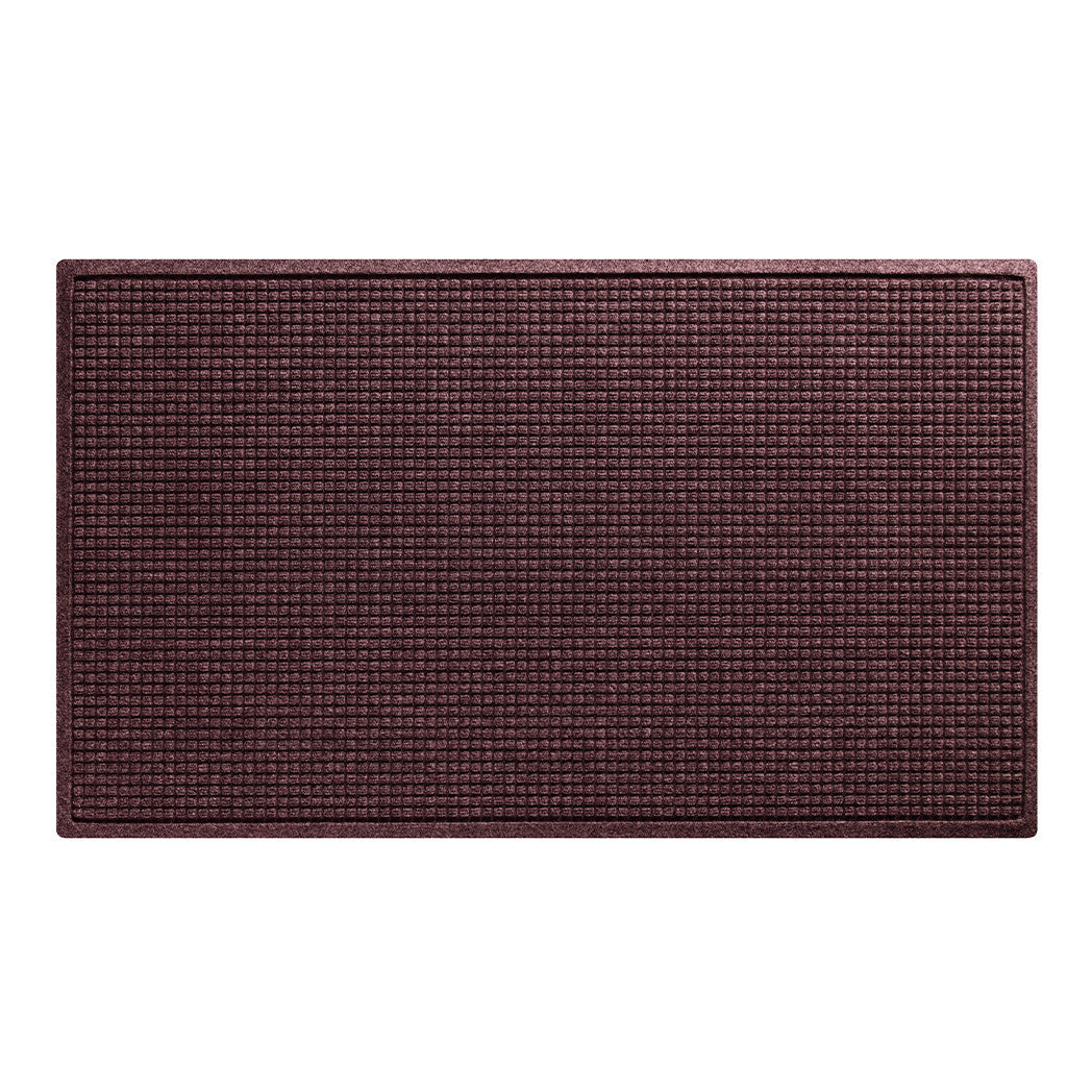 A genuine WaterHog 3x5 outdoor door mat with a deep wine red, eco-friendly surface.