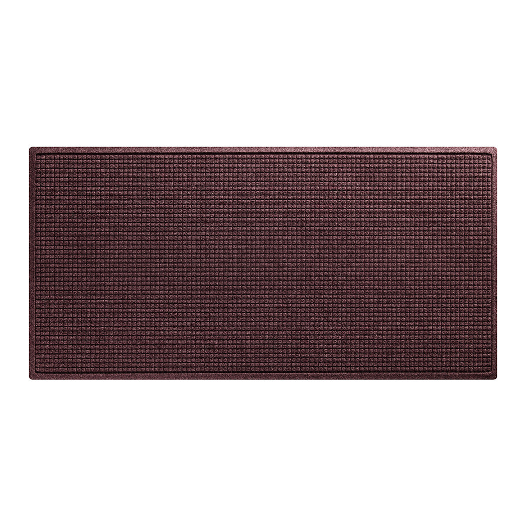 WaterHog Squares runner in a 3x6 size, with a dark wine eco-friendly surface, that's backed by durable rubber backing.