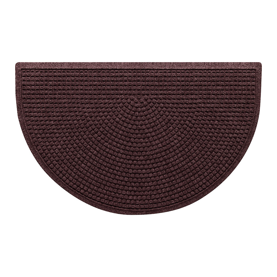 A half-round WaterHog all-weather doormat in a deep wine red, uniform grid design shown on a white background.