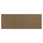 Overhead image of a grid-like patterned indoor/outdoor small runner mat light a light tan color and bi-level design to reduce tracking dirt, debris, and moisture into your home.