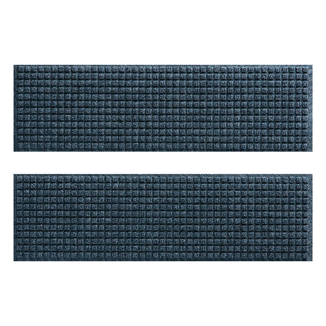 Quality WaterHog outdoor stair treads in classic repeating squares design with a beautiful blue-stone, eco-friendly surface.