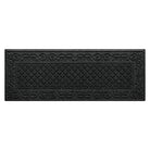 An overhead of a WaterHog Tristan medium runner mat in a two-part design - an ornate scroll pattern boarding the classic diamonds pattern, shown on a white background.
