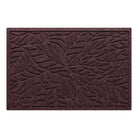 A medium WaterHog doormat in a dark wine color with a bi-level tropical leaf designed to trap dirt and moisture while the water damn border holds water off floors for protection.