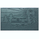 Scraper WaterHog RV Large Doormat in a blue grey with a design of an RV with fern trees and a sunset.