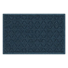 Overhead of a medium Argyle WaterHog indoor/outdoor door mat with a relaxed blue interlocking diamond pattern for a timeless design for upscaling any home.