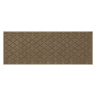 Overhead of a WaterHog Argyle small camel runner mat with an interlocking diamond pattern and backed by the incredibly durable rubber backing that won't rot or crack.