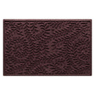 Overhead of a WaterHog Boxwood outdoor medium door mat with a deep wine red curling botanical design, backed by durable rubber for maximum traction.