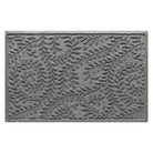 Overhead of a WaterHog medium-sized luxury doormat in a light grey curling botanical, bi-level pattern.