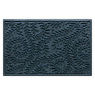 Overhead of a WaterHog modern 2x3 indoor/outdoor door mat with a relaxed blue curling botanical pattern.